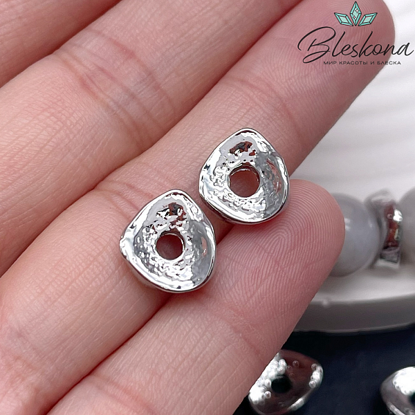 4*10 мм Цвет серебро, Бусина-разделитель волна фриформ 