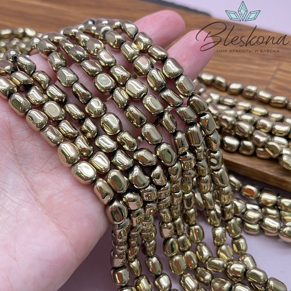 6-9 мм Гематин галтовка, цвет темное золото, имитация