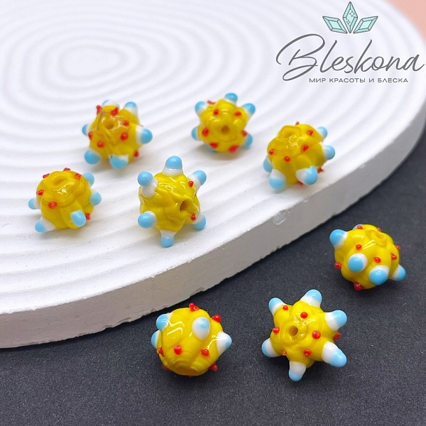 11*14 мм Бусина шар желтый пупырчатый