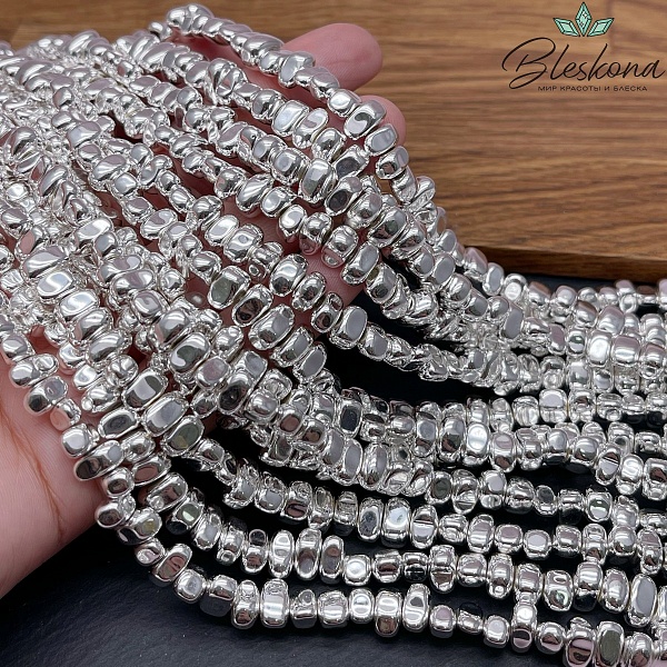 8,5-9 мм Гематин сколы шлифованные, светлое серебро, имитация