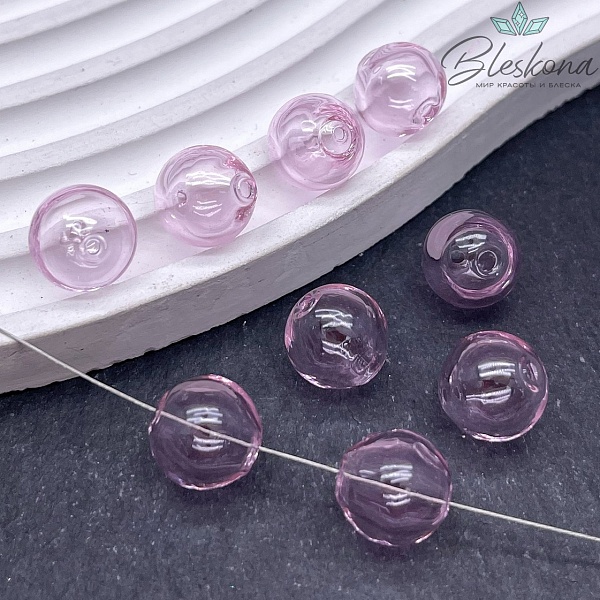 12 мм Бусина шар стекло розовое
