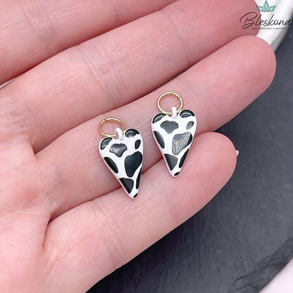 15,5*10 мм, Цвет золото, Подвеска сердце леопард эмаль