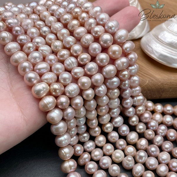 Жемчуг натуральный фиолетовый №1 8-9 мм 