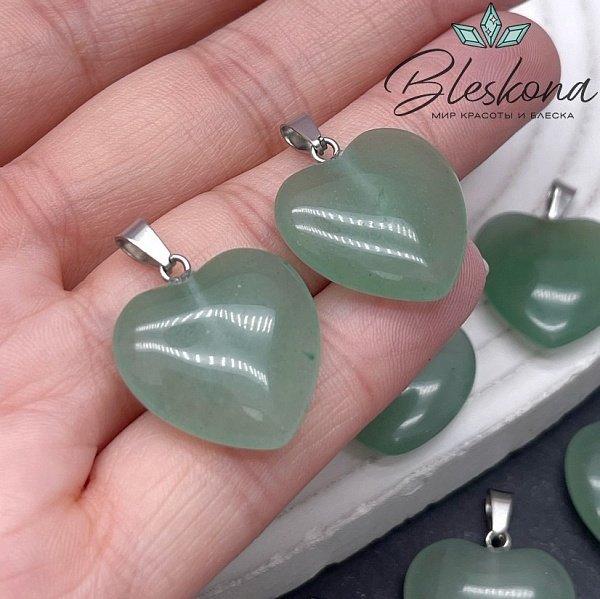 21*20 мм Цвет серебро, Подвеска Сердце Авантюрин