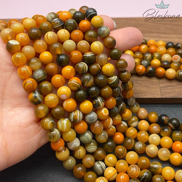 Агат оранжево-коричневый 8 мм 