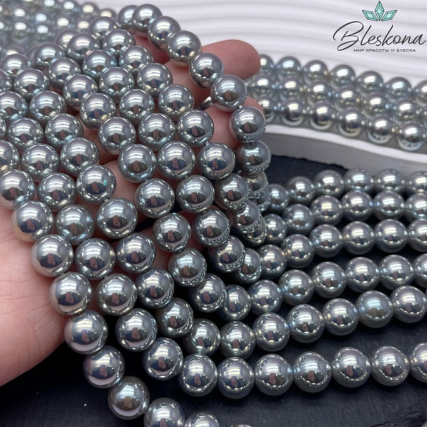 Жемчуг Майорка цвет серый хамелеон 10 мм