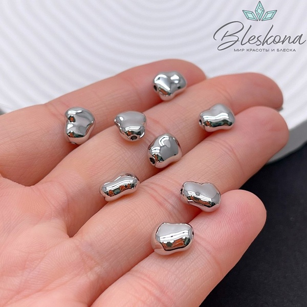 8,7*7,6 мм Цвет серебро, Бусина фриформ