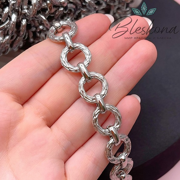 Цепь №42-2 цвет серебро 14,5 мм/10*3 мм