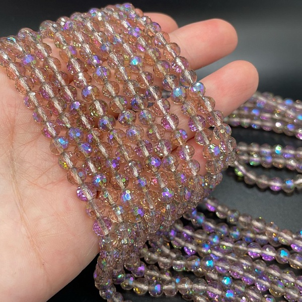 6 мм Стекло Lux, шар, цвет песочный с радужным переливом