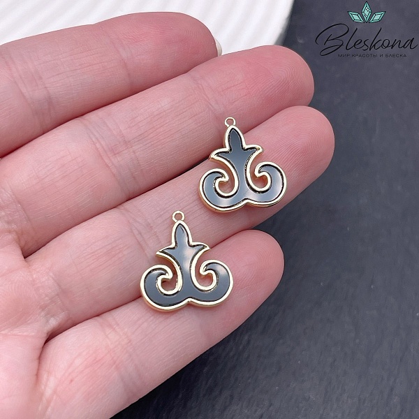 17*16 мм Цвет золото, Подвеска черная керамика Этно №12 