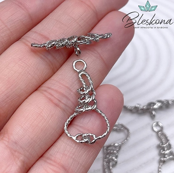 29,8*14 мм Цвет серебро, Замок Тогл крученый