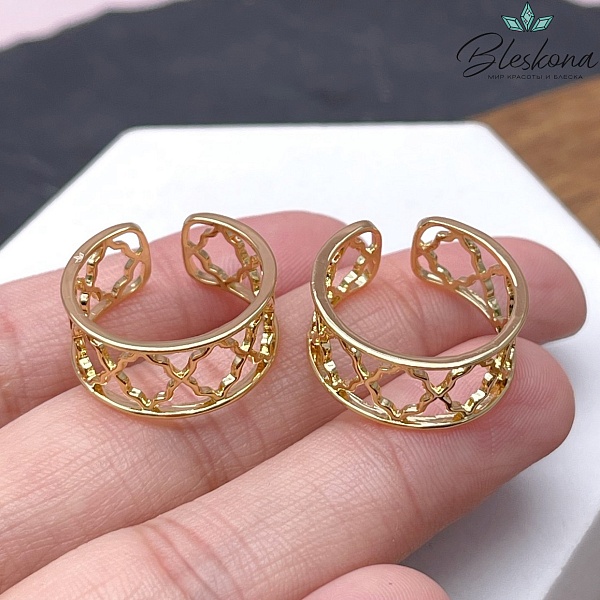 19 мм Цвет золото, Кольцо безразмерное Этно №1