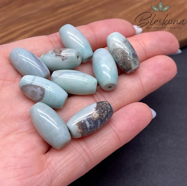Дзи природные бирюзовые 20*10 мм