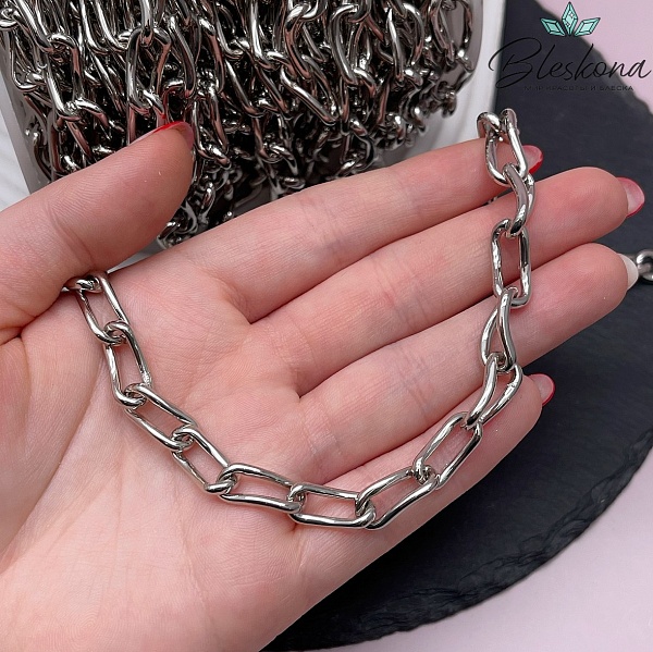 Цепь №105-4 цвет серебро 16*7 мм 