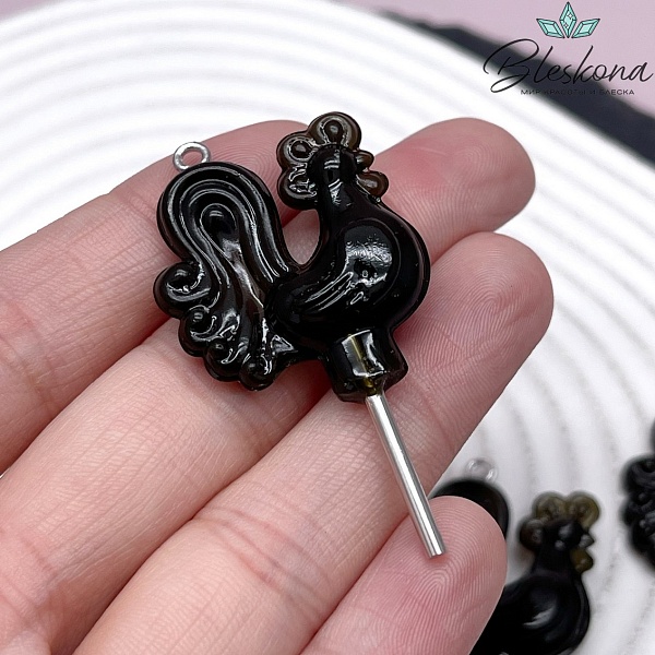 50*25 мм, Цвет серебро, Подвеска Петушок (Леденец) темно-зеленый 