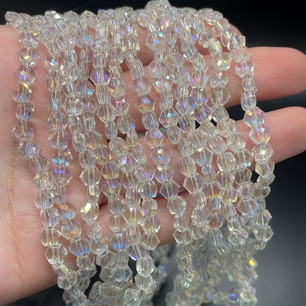 5*6 мм Стекло Lux, шестиугольник, цвет прозрачный с переливом