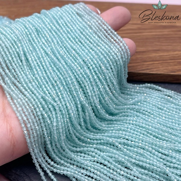 Кошачий глаз мятный микроогранка (имитация) 2 мм