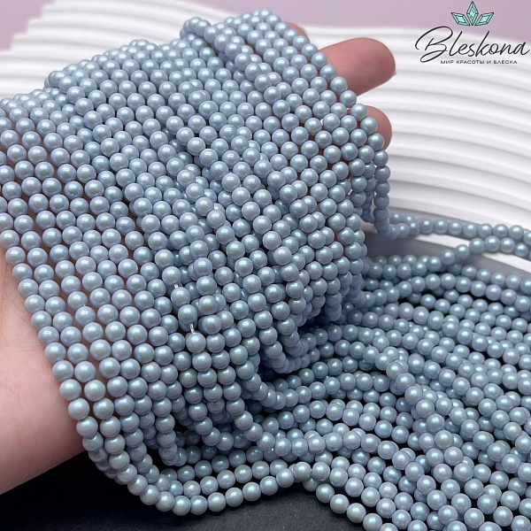 Жемчуг Майорка цвет фиолетово-голубой перламутр 4 мм