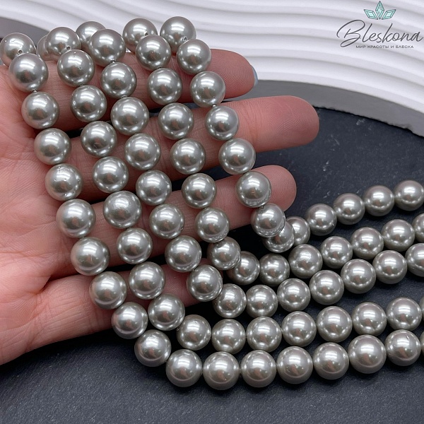 Жемчуг Майорка цвет светло - серый 10мм
