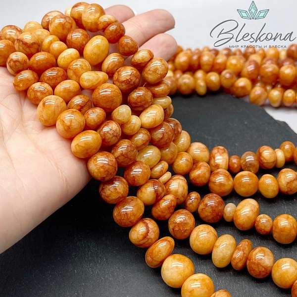 Агат тонированный коричневый галтовка 12-14 мм