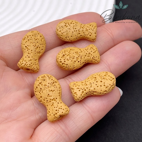 Бусина рыбка Лава Вулканическая горчичная 22*12 мм