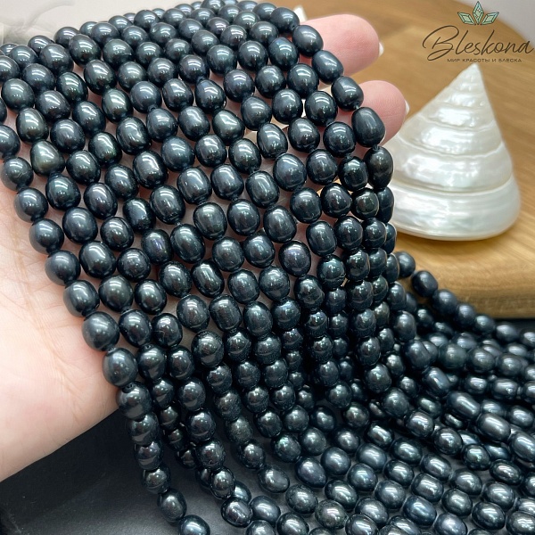 Жемчуг рис темно-зеленый хамелеон 6-6,5 мм 