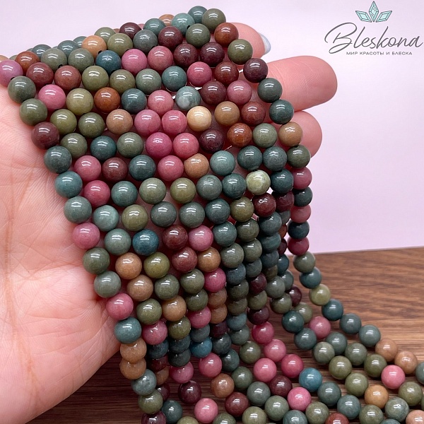 Агат микс №2 (тонированный) 6 мм 