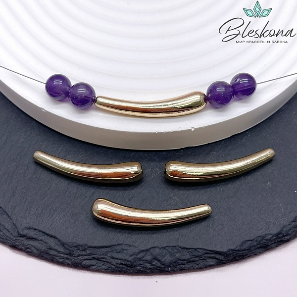 34*6 мм Бусина трубочка, Цвет золото 