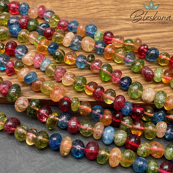 Кварц тонированный микс галтовка (6-7)*(9-10)  мм