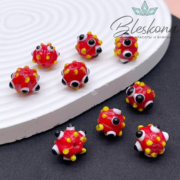 11*14 мм Бусина шар красный пупырчатый