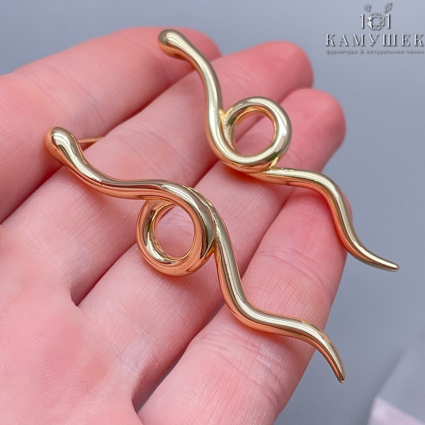 58*13,5 мм Цвет золото, Пусеты змея гладкая