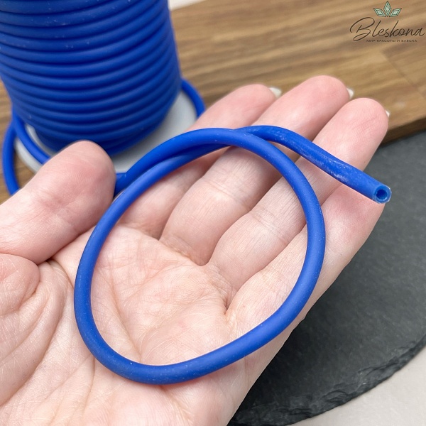 Каучуковый полый шнур, Цвет синий 4 мм