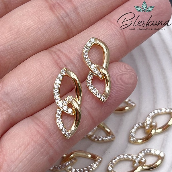 21,5*8 мм Цвет золото, Коннектор с цирконами 