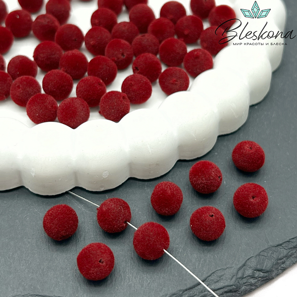 8мм Бархатная бусина, Цвет бордо