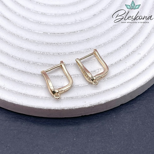 15,5*4 мм Цвет Золото, Швензы лист с цирконами №241 