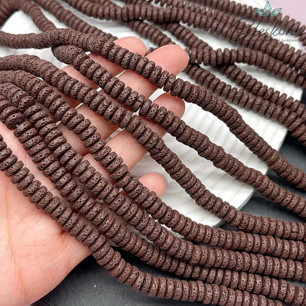 Лава Вулканическая коричневая (шоколадная) рондели 8*3 мм