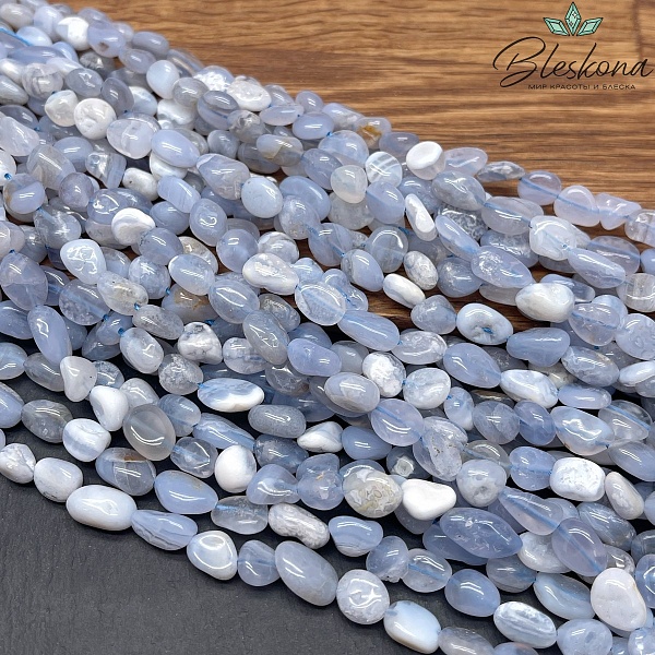 Агат голубой (Сапфирин) галтовка (6-10)*(5-7) мм
