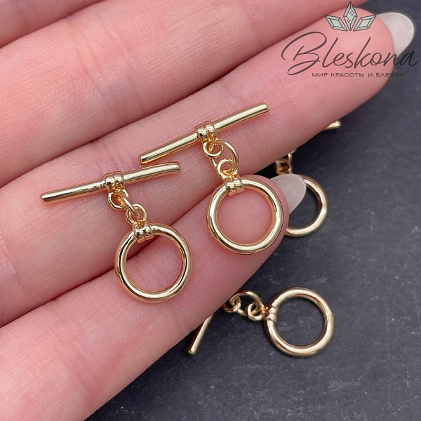 10 мм Цвет золото, Замок Тогл Круг Люкс