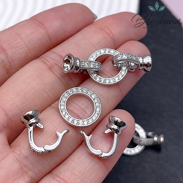 32*15 мм Цвет серебро, Замок Круг  с концевиками