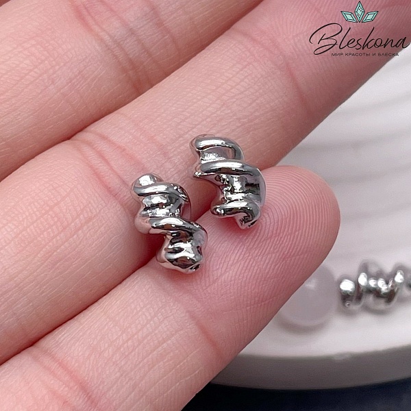 11*7 мм Цвет серебро, Бусина Спираль