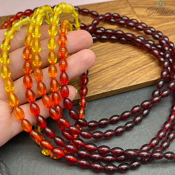 Янтарь микс рис 9*6 мм №2