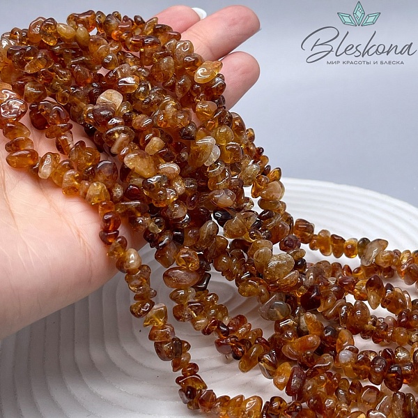 Крошка Цитрин №2 ширина бусин ~ 7-11 мм