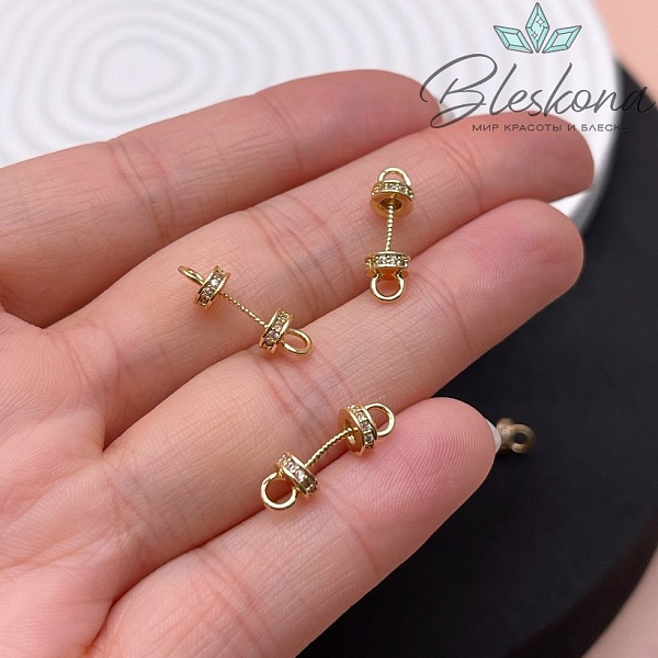 8*5 мм Цвет золото, Коннектор с цирконами (под вклейку)
