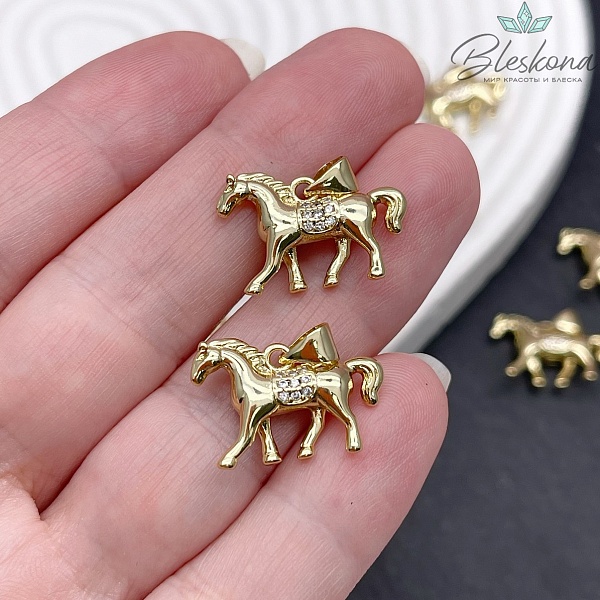 13,5*20 мм Цвет золото, Подвеска  Лошадь с цирконами