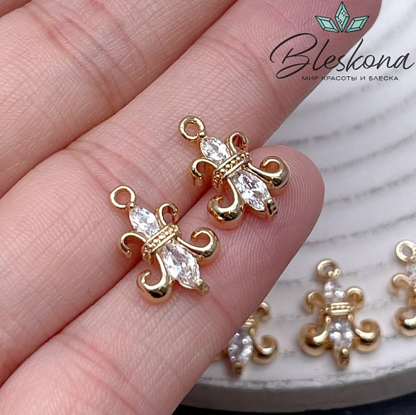 16*11 мм Цвет золото, Подвеска королевская лилия с цирконами