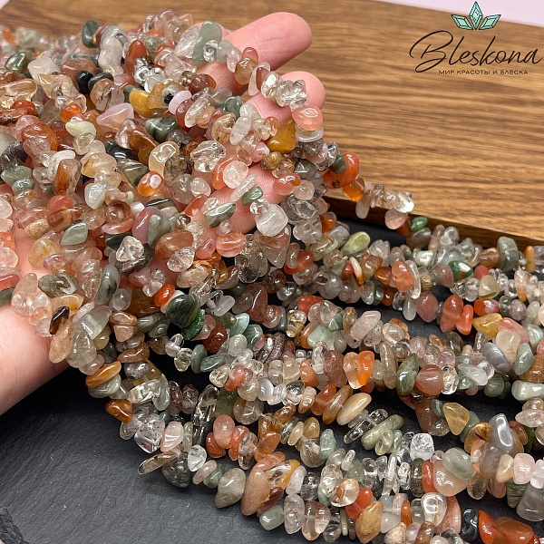 Крошка микс агатов ширина бусин ~ 7-9мм