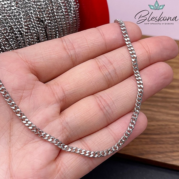 Цепь №86 цвет серебро 3*4 мм