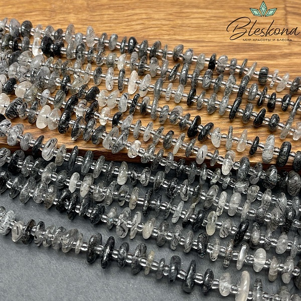 Кварц Турмалиновый сколы шлифованные (2-4)*(8-11) мм