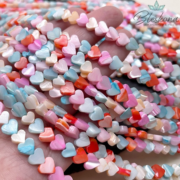 Перламутр сердце микс 6,5 мм