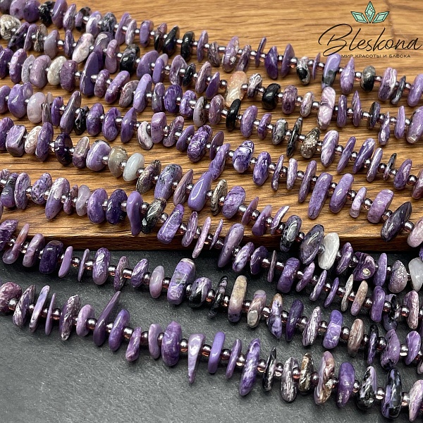 Чароит сколы шлифованные (2-4)*(8-11) мм